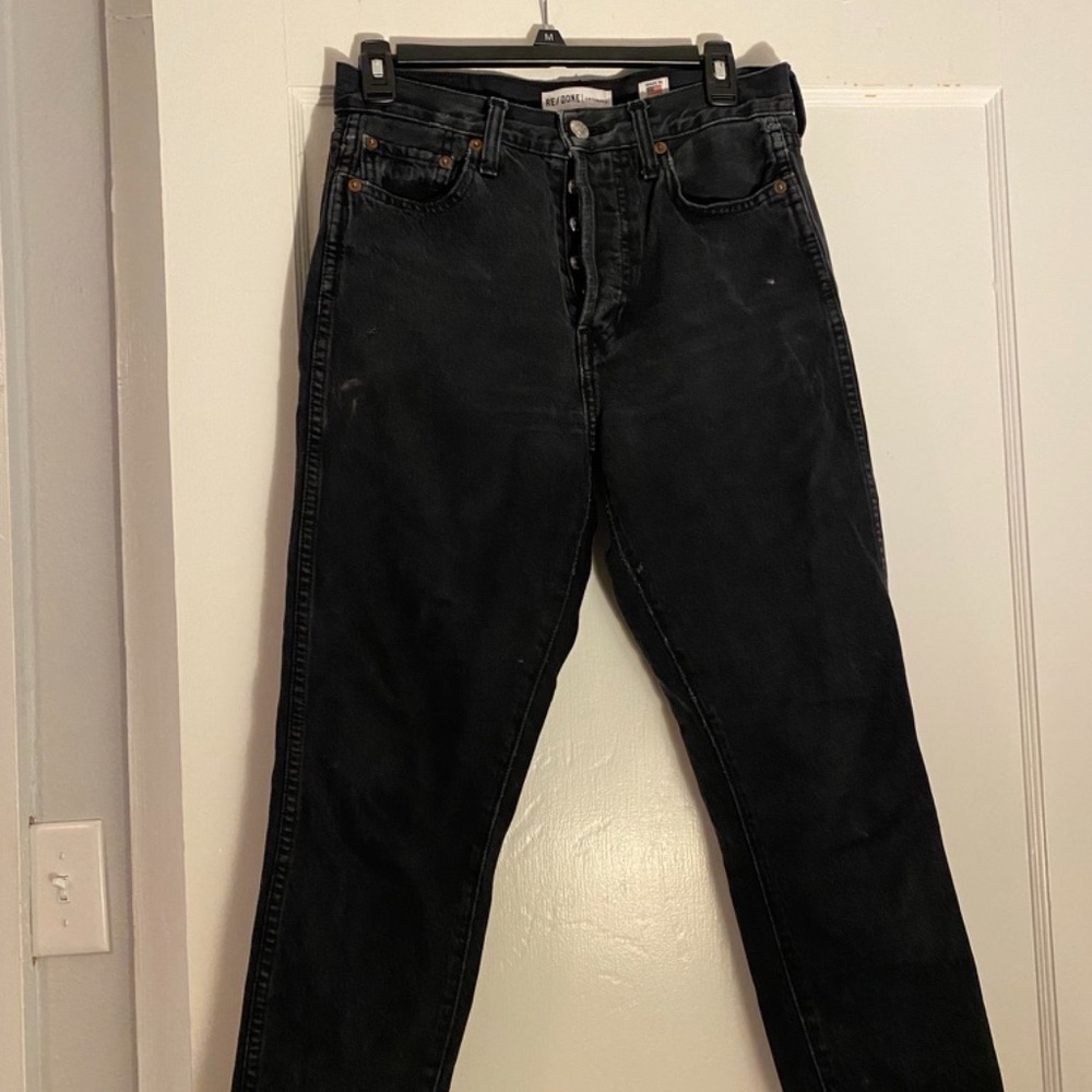 Re/Done Black High Rise Slim Jeans Sz 27
